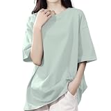 [SLEEPSINERO] tシャツ レディース 半袖【体型カバー・ゆったり細見え】 (2XL,薄青)