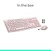 Logitech MK270 Wireless Keyboard and Mouse Combo for Windows, 2.4 GHz, 8 Multimedia Keys, PC, Laptop, Wireless Keyboard Compact Mouse Combo - Rose