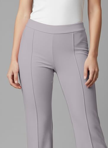 Image of Mehrang Cotton Blend Bootcut Parallel Trouser Pants for Women Regular Fit, Bellbottom Straight Pants for Womens