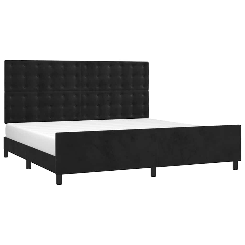 Cadre de lit sans matelas Noir 200 x 200 cm Velours avec tête de lit