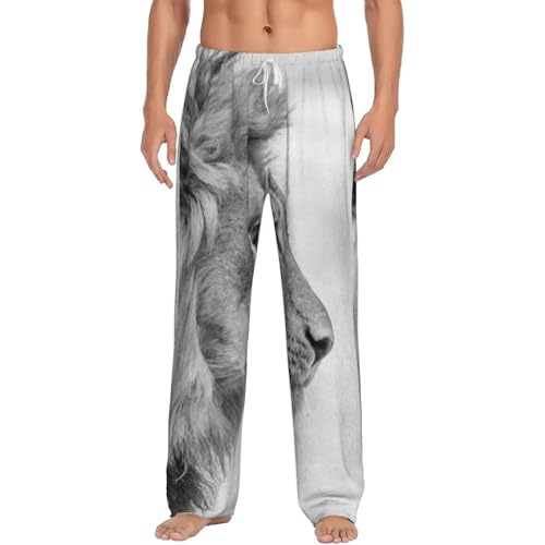 Pantalon de pyjama pour homme imprimé lion sauvage en velours de flanelle