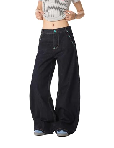 Aelfric Eden Baggy Jeans for Women Vintage Rivet Barrel Jeans High Waisted Wide Leg Y2k Streetwear Pants2