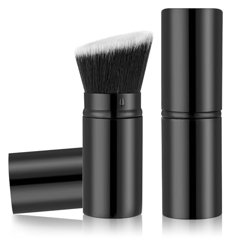 JIEYAO Retractable Kabuki Makeup Brush, Angled Travel Foundation ...