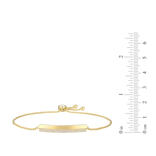 Amazon Essentials Cubic Zirconia Bolo Bar Bracelet in 18k Gold Plated Sterling Silver, Yellow, 8" by Amazon Essentials - Used condition - Image 3