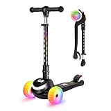 CORE Spark Kids Kick Scooter LED Lights & Wheels 20 Colours, 3 Wheel Light-Up Scooter, Easy Folding, 3 Adjustable Height Handlebar for Boys & Girls, Lean-to-Steer System for Kids Ages 3+ - Image 1