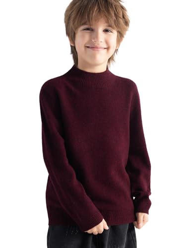 Boys 100% Merino Wool Sweater 2025 Fall Winter First-Line Ready to Wear Mock Neck Long Sleeve Seamless Knit Sweater