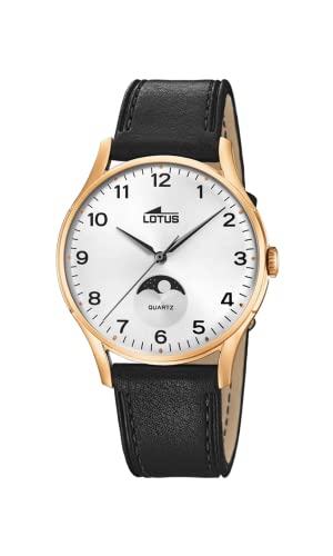 LOTUS Reloj Hombre 18428/A Outlet Caja de Acero Inoxidable 316l Oro Rosa Correa de Cuero Negro