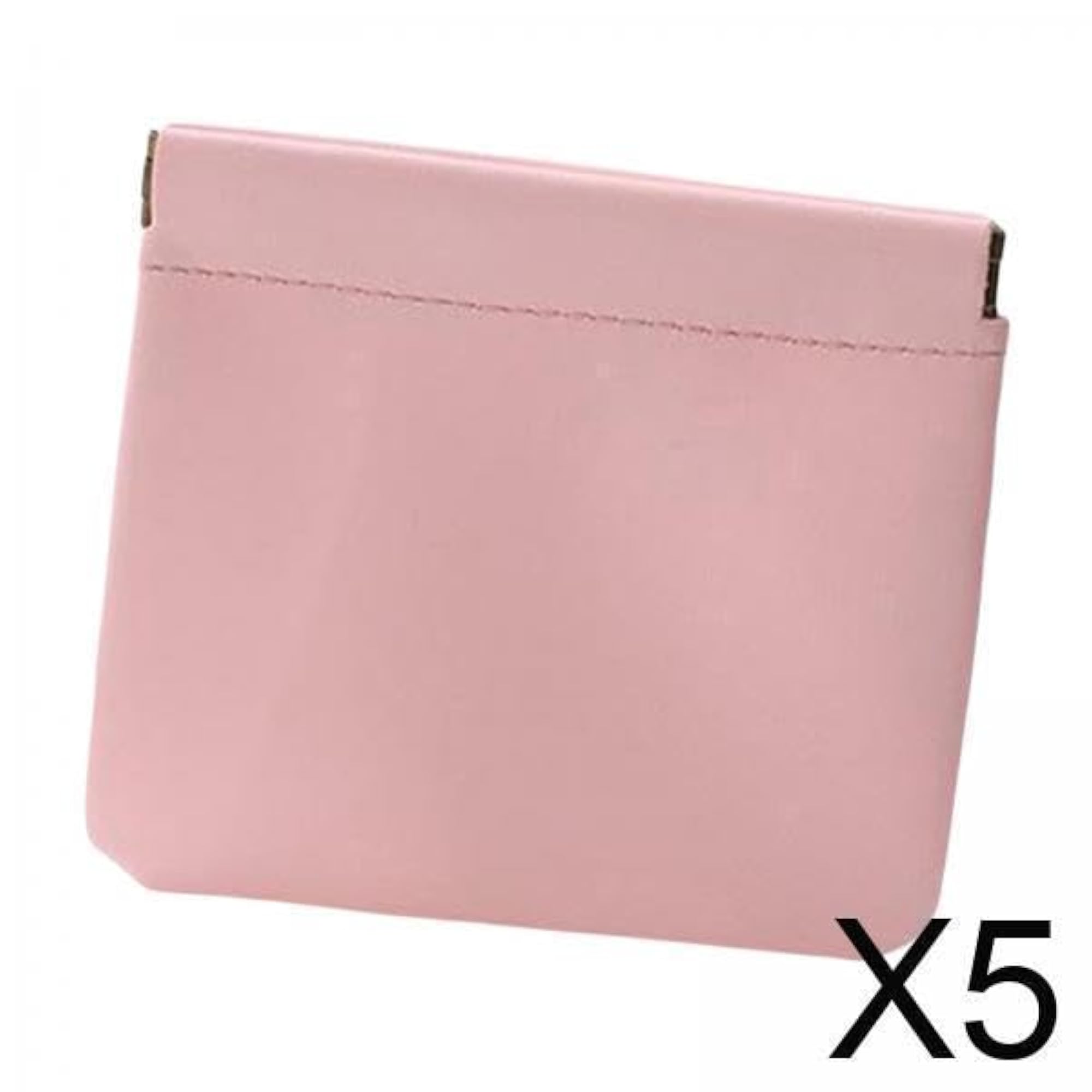 5x Pocket Cosmetic Bag Self Closing Wallet, Pink