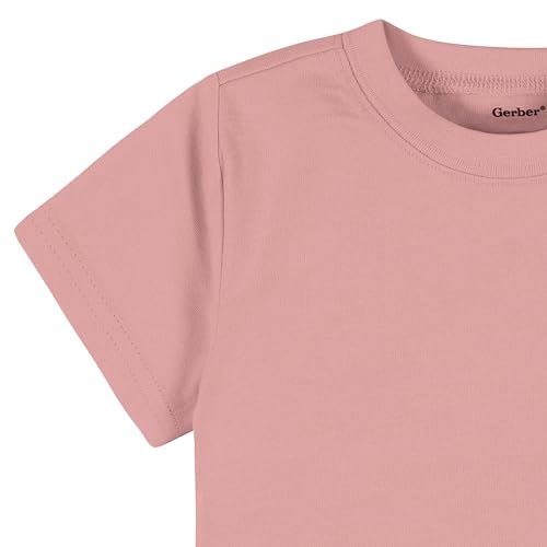 Image of Gerber Baby & Toddler 5-Pack Solid Short Sleeve T-Shirts Jersey 160 GSM