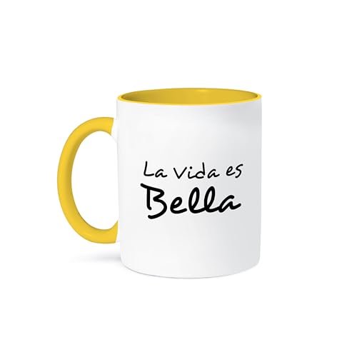 3dRose, 11oz Two-Tone Yellow Mug, Yellow/White