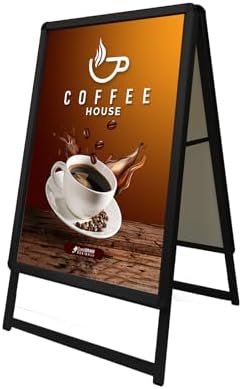 （20:00時点） Pure&Haus 看板 たて看板 スタンド看板 A1サイズ アルミ製 A型看板 パネルスタンド 店舗用看板 屋内 屋外対応 ポスター 折りたたみ式 四辺開閉式 グリップ式 防水 (両面A1ブラック)