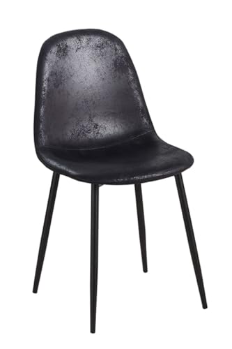 Regalos Miguel - Sillas Comedor - Silla Black Teok Polipiel Vintage - Negro