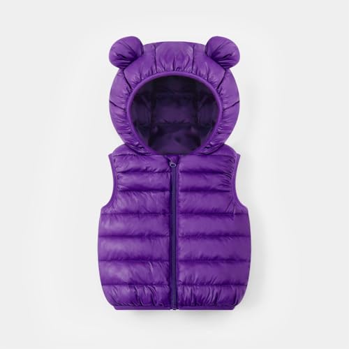 Hotfiary Toddler Vests for Girls Boys Padded Sleeveless Jackets Winter Puffer Outerwear Faux-Down Packable Kids Hoodies 1-7Y2