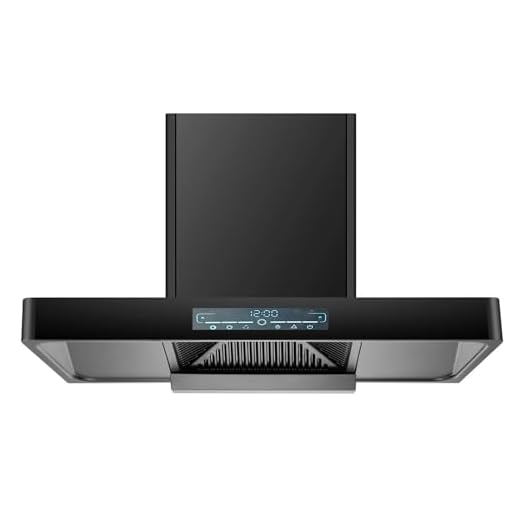 KAFF K-Series KET 90A T-Shape Filterless Auto Clean Kitchen Chimney, 90 CM, 1450 m3/hr Suction Capacity with Touch & Motion Sensor, 2 Years Comprehensive Warranty and Lifetime on Motor* (Black)