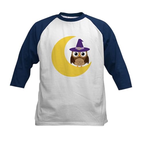 CafePress Halloween Owl Gift Kids Baseball Jersey Kids Cotton Baseball Jersey, 3/4 Raglan Sleeve Shirt Navy/White