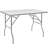 Hally Stainless Steel Folding Table 24 x 48 Inches, NSF Commercial Portable Prep & Work Table, He...