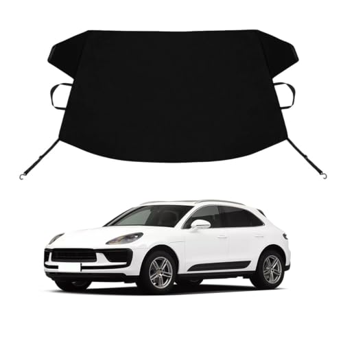 Image of Ma-can Custom Windshield Cover for Ice and Snow Por-s-Che Ma-can Heavy Duty 600D Oxford Fabric Windshield Protector Fit Waterproof Frost Snow Cover Winter Car Accessories