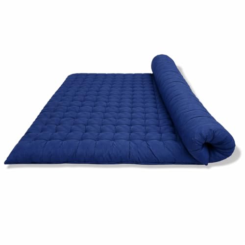 Image of ATOOTFUSION Soft Cotton Quilt | Foldable Light Weight Filled Single Firm Cotton Quilt Mattress| Gadda (Solid Coloured, 2 Sleeping Capacity, 5 x 6 ft or 72 x 60 Inches Queen) (Navy Blue)