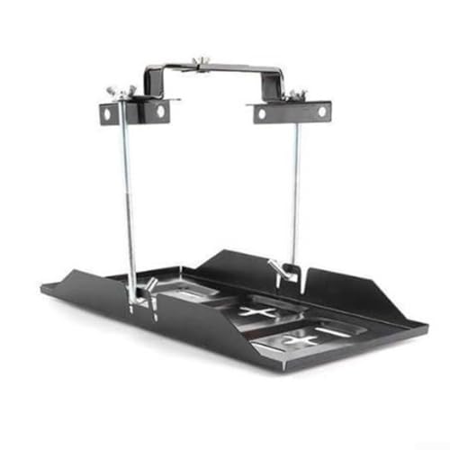 Kit de abrazadera de bandeja de batería de coche de varios usos, construcción de metal resistente que proporciona un apoyo fiable (bandeja de 28 cm + soporte de 27 cm)
