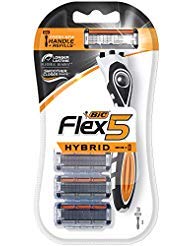 Bic Flex 5 Hybrid Razor - 1 Count Handle & 3 Count Cartridges Per Package - One (1) Package
