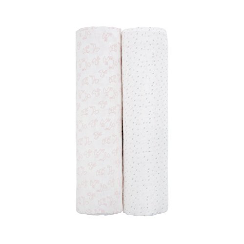 LÄSSIG Baby Pucktuch Spucktuch Muslin Mulltuch (2 Stk. 120 x 120 cm)/Heavenly Soft Swaddle XL Lela rosa
