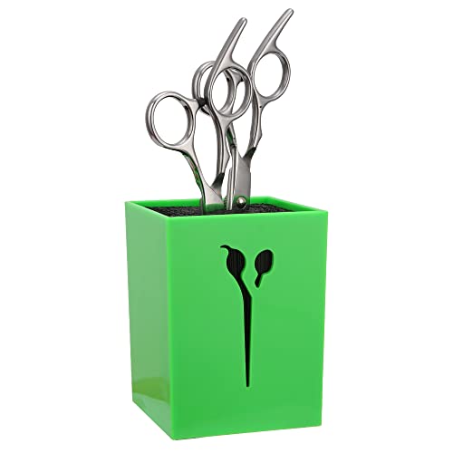 Porta tijeras de barbería, contenedor para tijeras profesional para peluquería, barberos, herramientas de almacenamiento perfectas (verde) Cover
