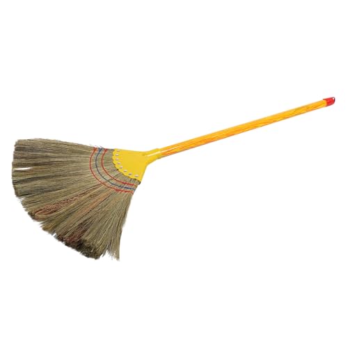 CONGARTENO Natural Handwoven Straw Broom with Detachable Handle, Soft Indoor and Outdoor Sweeping Brush for Garden, Patio, and Living Room Cleaning, Handmade Yard and Household Dust Broom