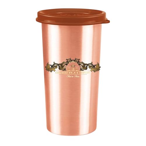 Image of cWc Copper Water Tumbler with Lid, 480ml | 100% Pure Copper Drinking Glass | Leak-Proof, BPA-Free | Ayurvedic Water Storage Cup for Daily Hydration | Office, Travel & Home Use
