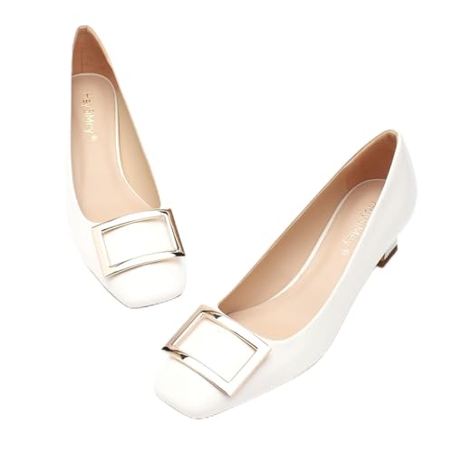 Genuine Leather Pumps Women Dressy Comfortable Shoes with Latex Insole Womens Block Heel for Office Attire Dress Comfortable Footwear