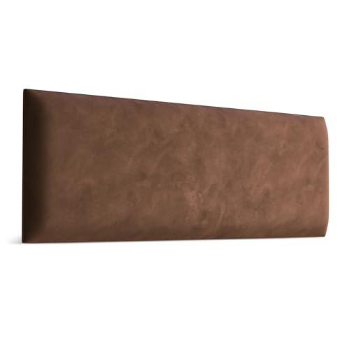 Muralo - Samt Wandkissen Stoff Polster-Paneel für Schlafzimmer Wohnzimmer Bett Wandpolster Bettkopfteil Lendekissen Modern Luxus Gepolstert Magic Velvet (Braun, 90 cm x 30 cm)