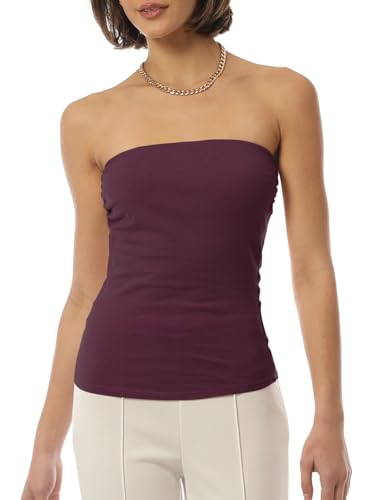 Image of MixMatchy Women's Stretchy Strapless Tube Top Y2K Bandeau Top