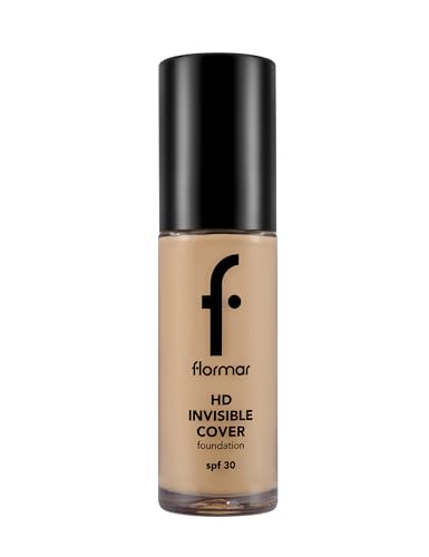 Flormar HD Invisible Cover Foundation SPF 30 Base de Maquillaje Golden Neutral – Larga Duración con Cobertura Media y Acabado Natural – Maquillaje Mujer Profesional para Todo Tipo de Piel