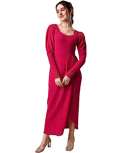 Image of Sheetal Associates Women's Puff Sleeve Wrap Bodycon Casual Maxi Dress Black