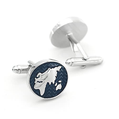 Igame Vintage Cuff Links Blue World Map Globe Design Quality Brass Material Cuff-Links For Men With Gift Box #TOP2