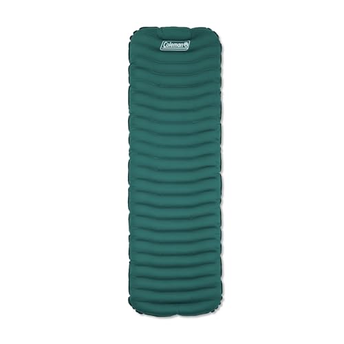 Coleman Inflatable Sleeping Pad Soft & Comfortable with Brushed Knit Surface, Easy Inflatation, Lightweight, Green