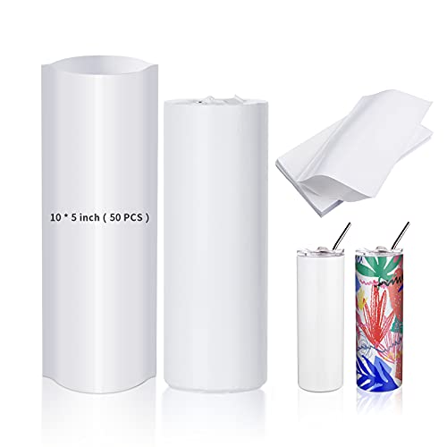 PYD Life Sublimation Shrink Wrap Sleeve White Bags 10 x 5 Inch for Print by Oven,50 PCS,Sublimation Shrink Wrap Film for 20 OZ Sublimation Skinny Tumbler,Heat Transfer Shrink Wrap