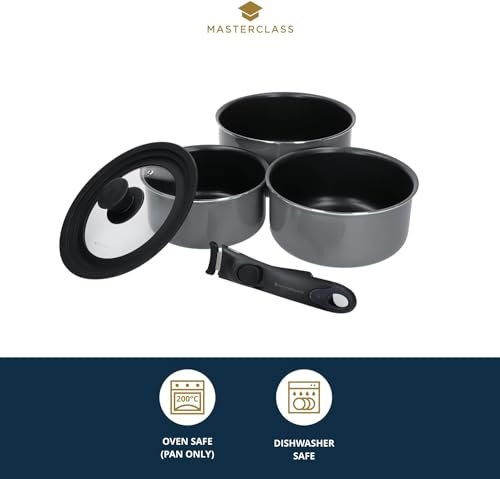MasterClass Smart Space 3 Piece Non-Stick Induction Saucepan Set - Image 4