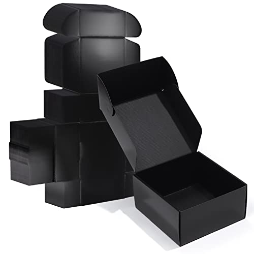 Image of ZBEIVAN 8x8x4 Black Shipping Boxes, 20 Packs Corrugated Cardboard Mailer Boxes for Packaging Small Business Mailing Gifts Wrap Boxes with Lids
