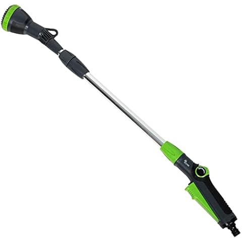 YESTAR Watering Wand Lance Telescopic 69.5cm-95cm, 4 Pattern Aluminium Garden Hose Water Sprayer Wand (Mist, Shower, Full, Flood), Adjustable Length Up to 37 in (95cm) Cover