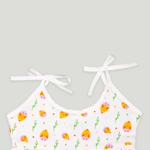 Image of Kidbea Muslin Frock for Baby Girls | Cotton Dress for Newborn Babies | Sleeveless, Tie-Up Shoulders Summer Wear Clothes