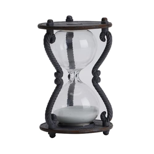 SOFFEE DESIGN Rustic 6-Minute Hourglass Sand Timer, Vintage Distressed Sand Watch with White Sand,...