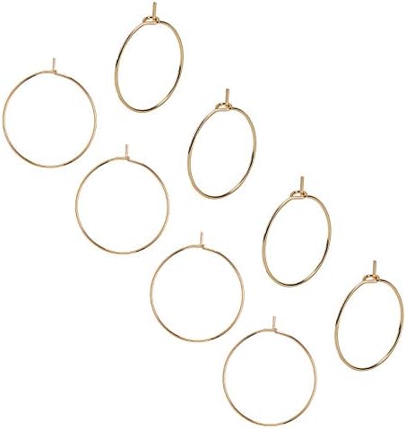 UNICRAFTALE about 50pcs 25mm Golden Wine Glass Charms Rings Stainless Steel Hoop Earring Findings 0.7mm Pin Earring Beading for Women Basketball Wives Hoop Earrings Making