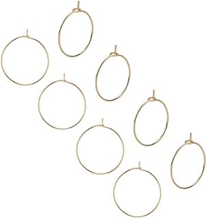 UNICRAFTALE about 50pcs 25mm Golden Wine Glass Charms Rings Stainless Steel Hoop Earring Findings 0.7mm Pin Earring Beading for Women Basketball Wives Hoop Earrings Making