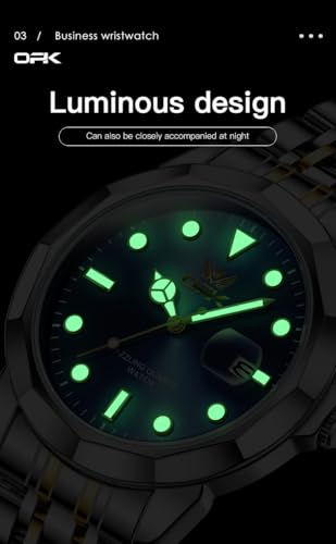 Image of OPK Watches for Men Diamond Roman Analog Mens Watches Waterproof Large Stainless Steel Men Wrist Watch Business Father Gift Watch Blue