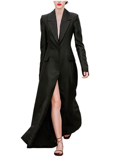 Robe longue manteau blazer de soirée au design boutonné chic