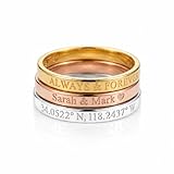 Custom Engraved Ring – Comfortable & Lightweight for Everyday | 925 Sterling Silver Engagement & Wedding Rings for Men and Women Couple Gifts | Names, Initials, Date, Roman Numerals, Coordinates [R3]