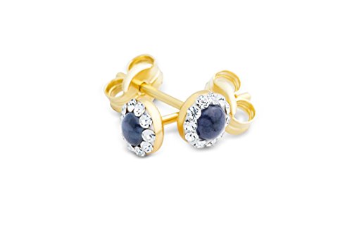 Miore Kleine Damen-Ohrstecker 9 Karat (375) Gelbgold und Swarovski Element