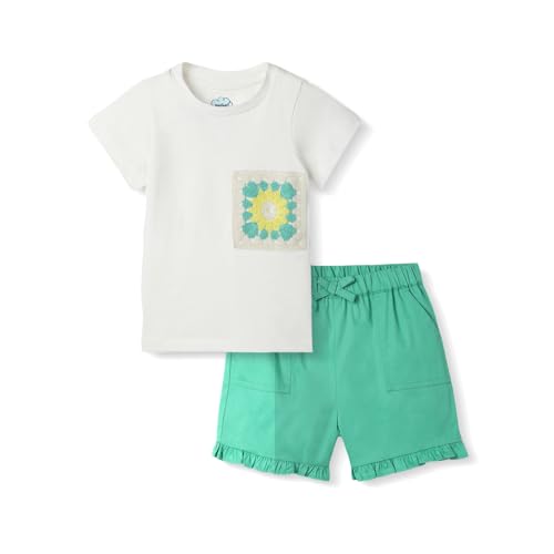 Image of Nautinati Baby Girls Printed Flutter Sleeve Top with Shorts Clothing Set | Age 0-3 Years