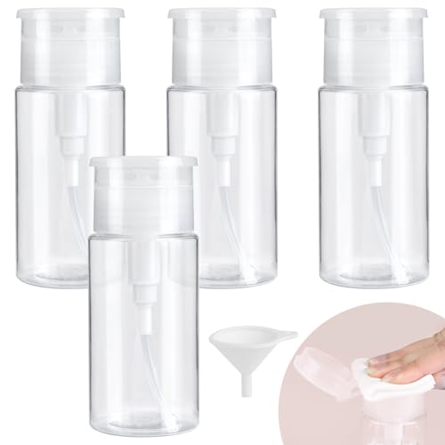 GHVACZS Lot de 4 flacons à Pompe de 100 ML, en Plastique, avec 1 Entonnoir, Convient pour Le Stockage du démaquillant et du nettoyant pour Le Visage