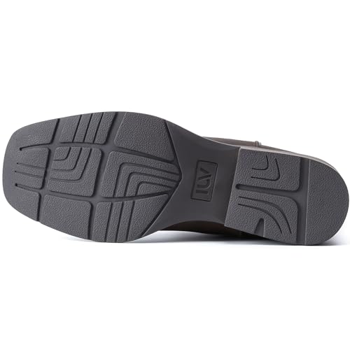 iuv cowboy boots for men square toe western boot durable retro classic embroidered pull on boot slip resistant country boots